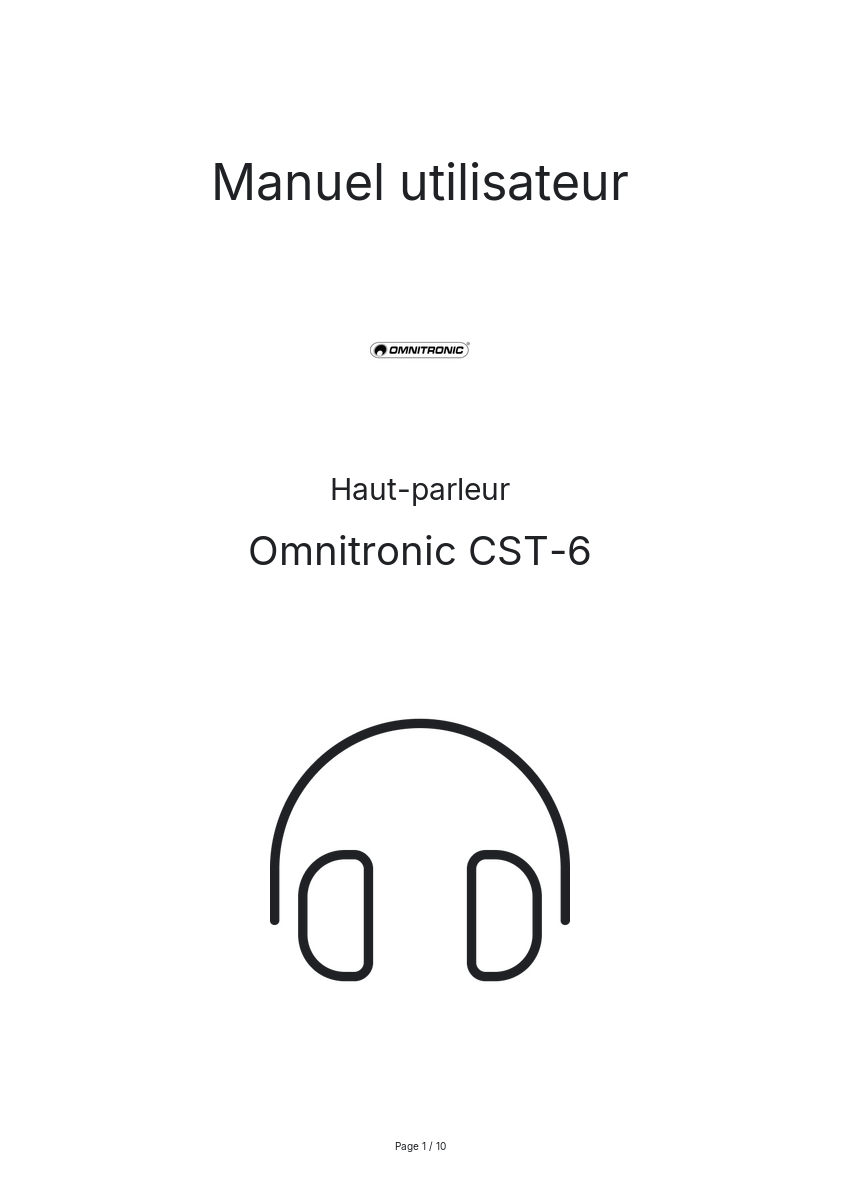 Page n°1 - Manuel utilisateur Omnitronic CST-6