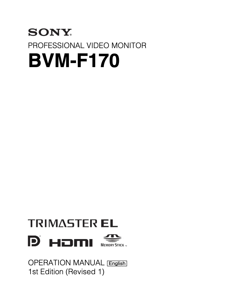 Page n°1 - Manuel utilisateur Sony BVM-F170
