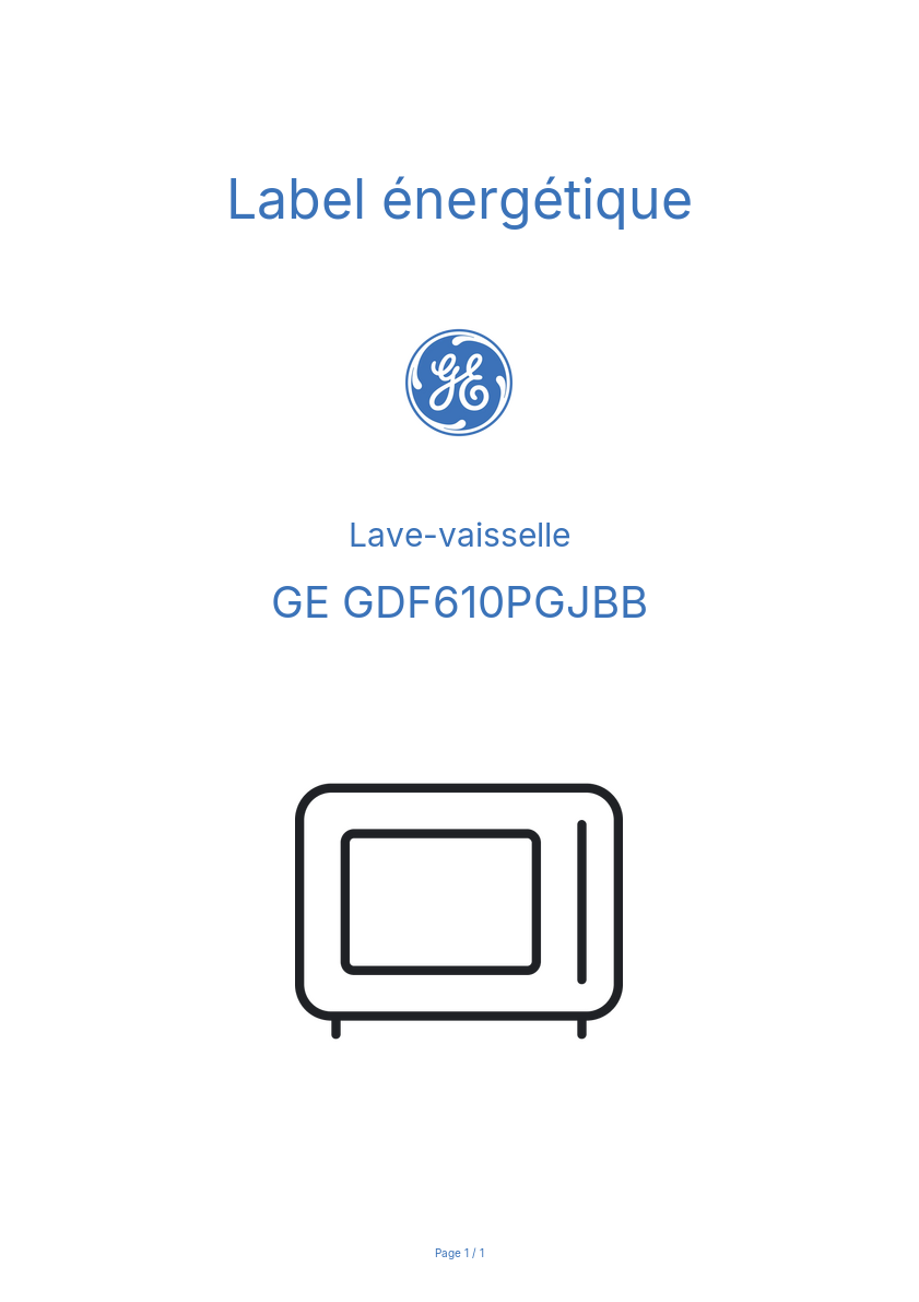 Page n°1 - Label énergétique GE GDF610PGJBB