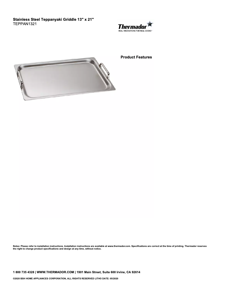 Page 1 de la notice Manuel utilisateur Thermador TEPPAN1321