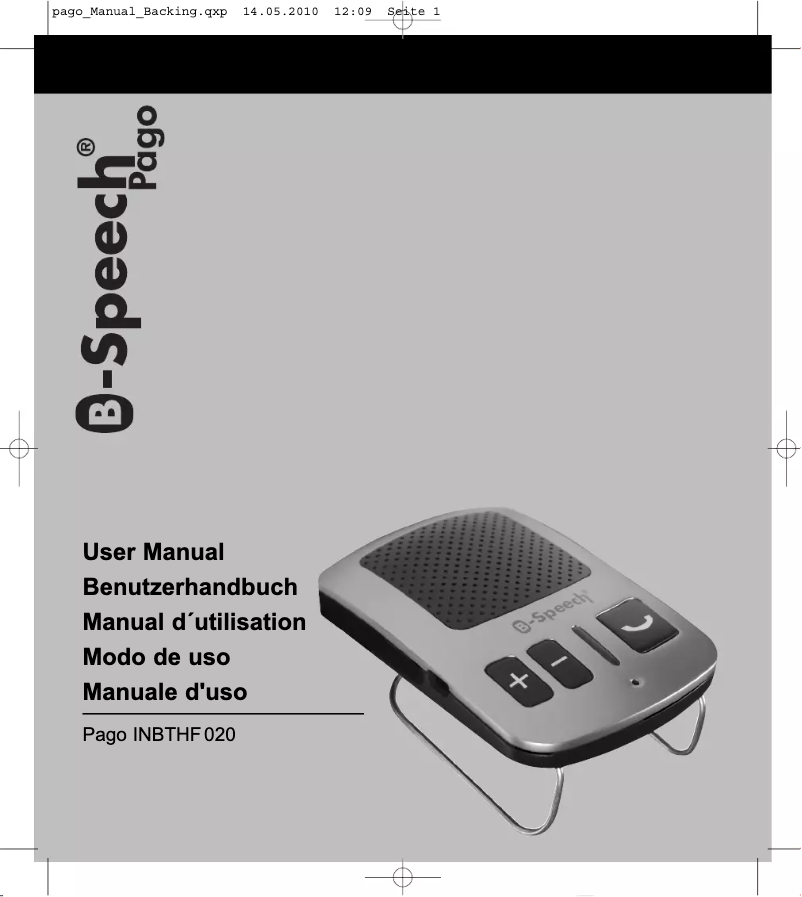 Page n°1 - Manuel utilisateur B-Speech Pago