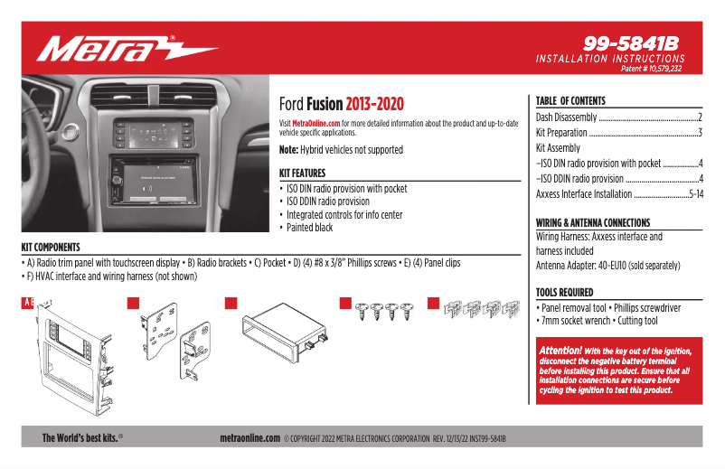 Page 1 de la notice Manuel utilisateur AXESS 99-5841B