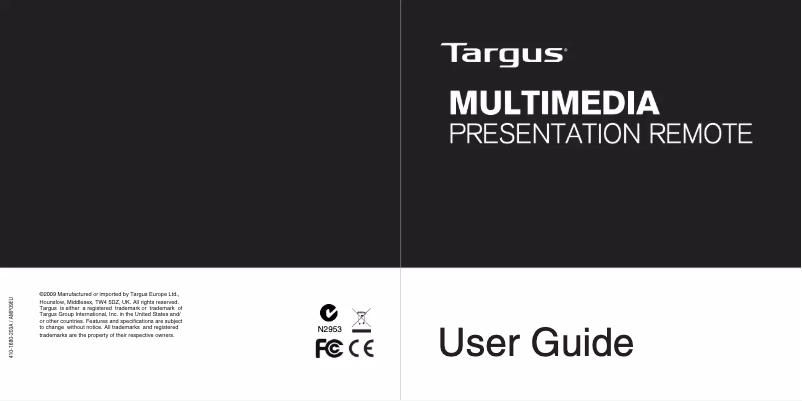 Page 1 de la notice Manuel utilisateur Targus AMP09