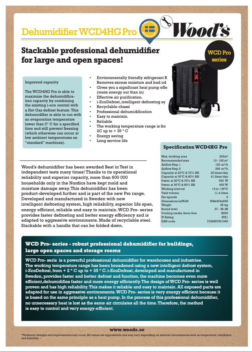 Image de la première page du manuel de l'appareil WCD4HG Pro