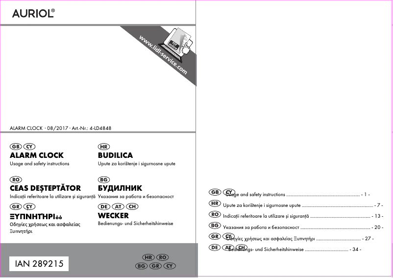Page 1 de la notice Manuel utilisateur Auriol IAN 289215