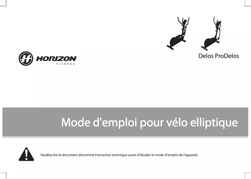 Page 1 de la notice Manuel utilisateur Horizon Fitness Delos Pro