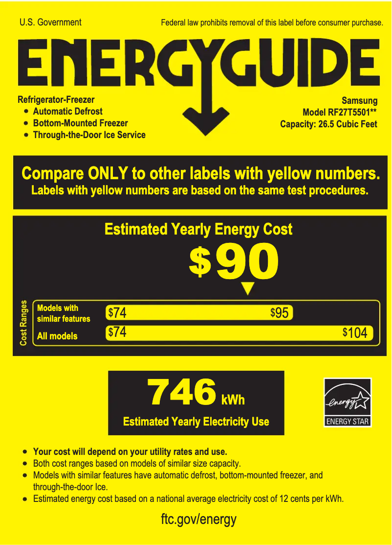 Page n°1 - Label énergétique Samsung RF27T5501SG/AA