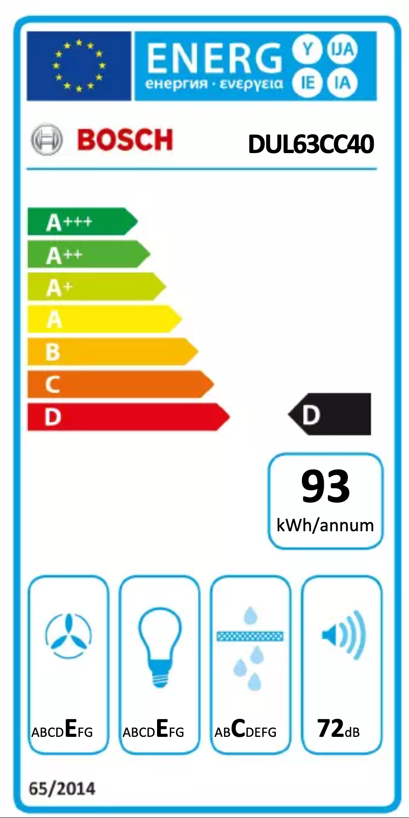 Page n°1 - Label énergétique Bosch DUL63CC40