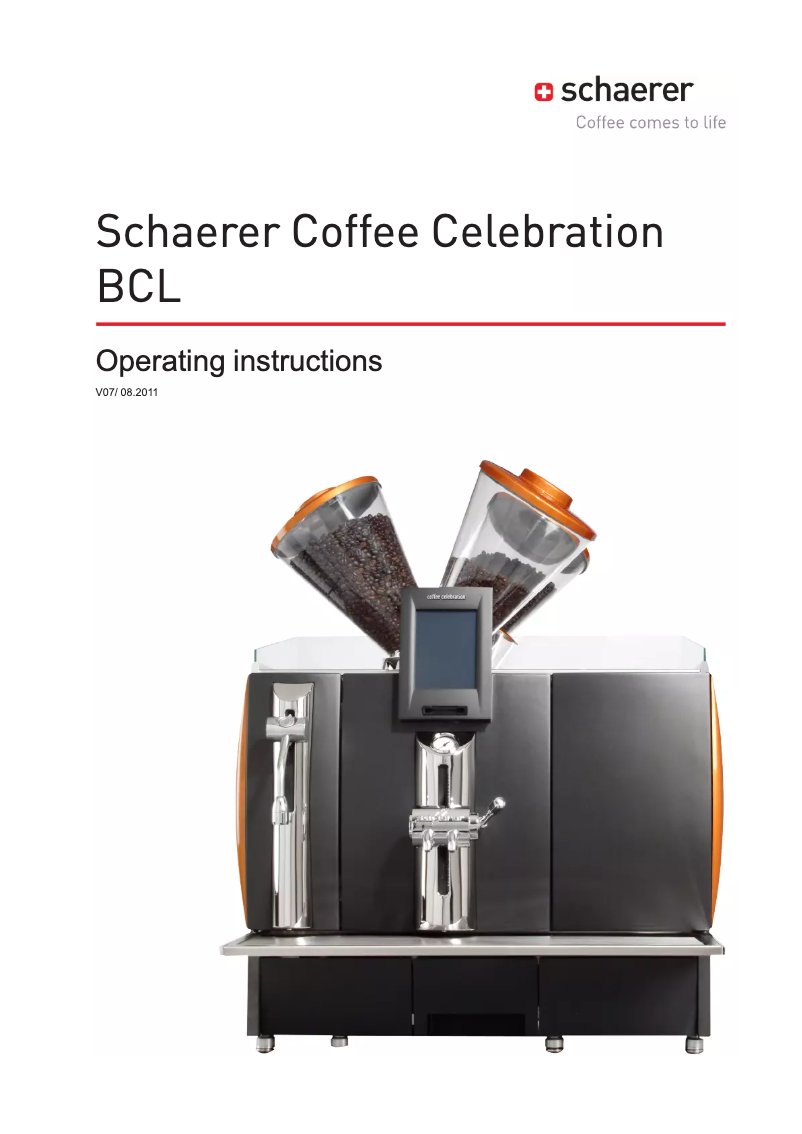Page 1 de la notice Manuel utilisateur Schaerer Coffee Celebration BCL