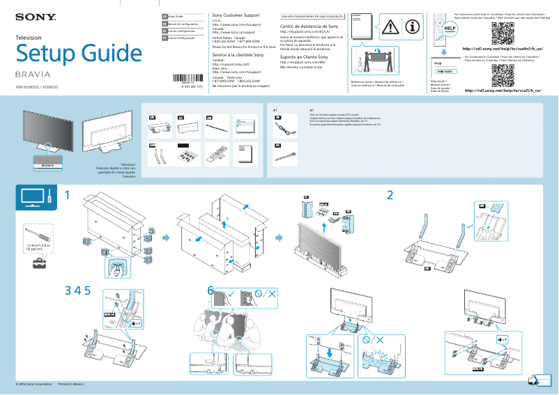 Page n°1 - Guide d'installation Sony Bravia XBR-85X850D
