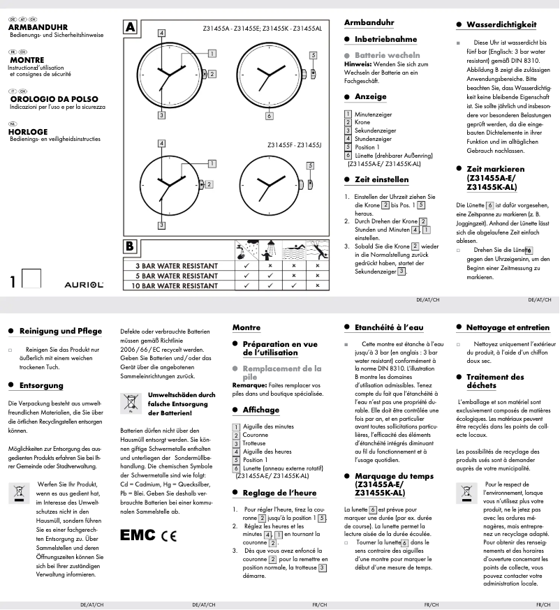 Page 1 de la notice Manuel utilisateur Auriol Z31455AL