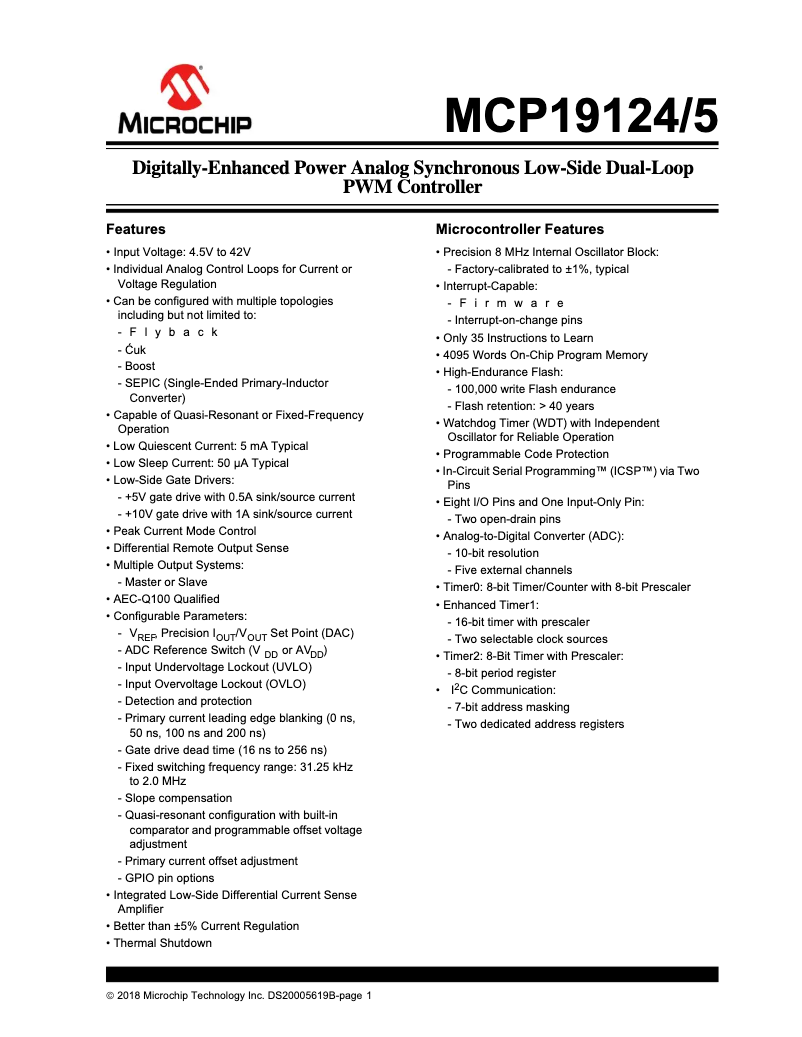 Image de la première page du manuel de l'appareil MCP19124
