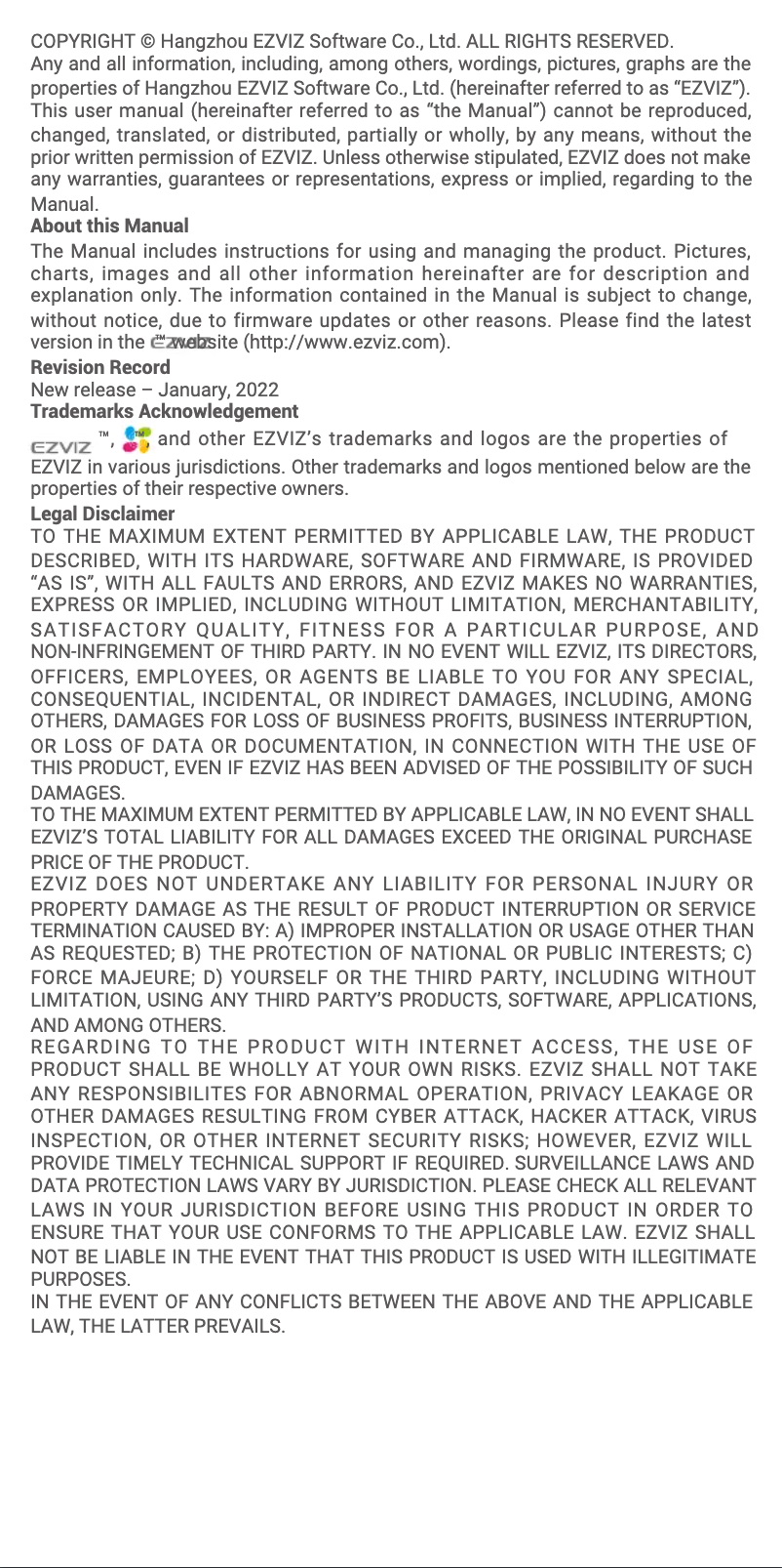 Page 1 de la notice Manuel utilisateur EZVIZ Home Sensor Kit