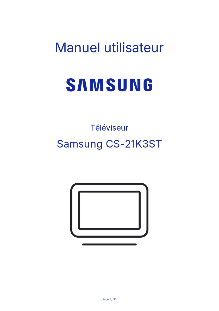 Page n°1 - Manuel utilisateur Samsung CS-21K3ST