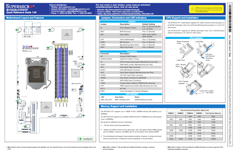 Page 1 de la notice Manuel utilisateur Supermicro B11SCG-CTF
