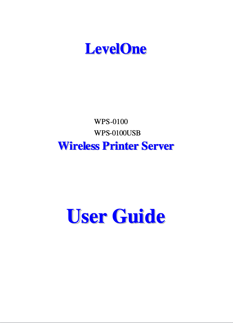 Image de la première page du manuel de l'appareil WPS-0100USB
