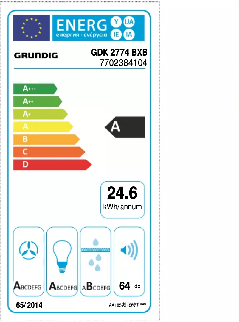 Page n°1 - Label énergétique Grundig GDK 2774 BXB