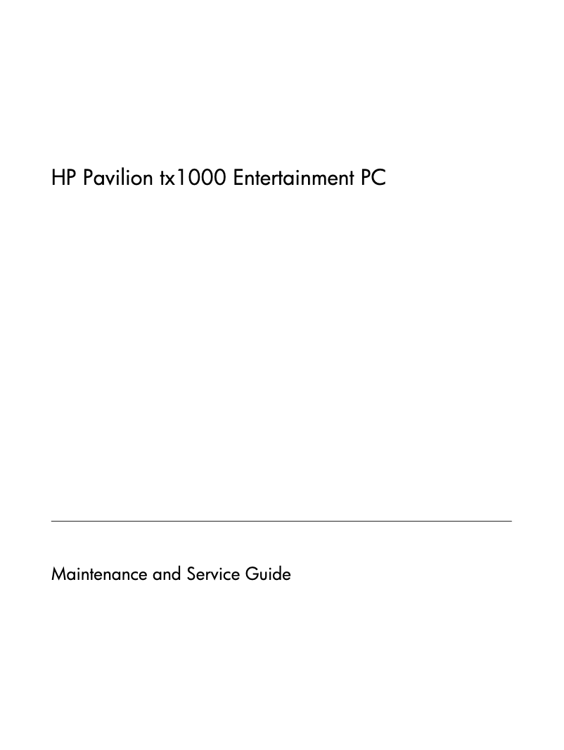 Page n°1 - Manuel utilisateur HP Pavilion tx1000