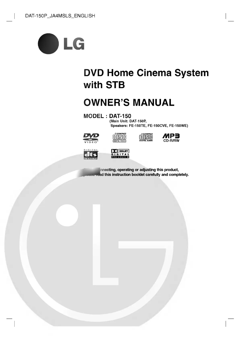 Page 1 de la notice Manuel utilisateur LG DAT-150P