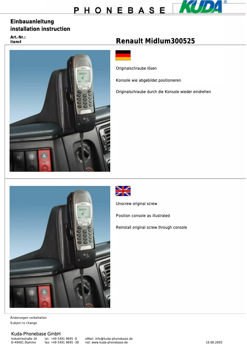 Page 1 de la notice Manuel utilisateur Kuda 014025