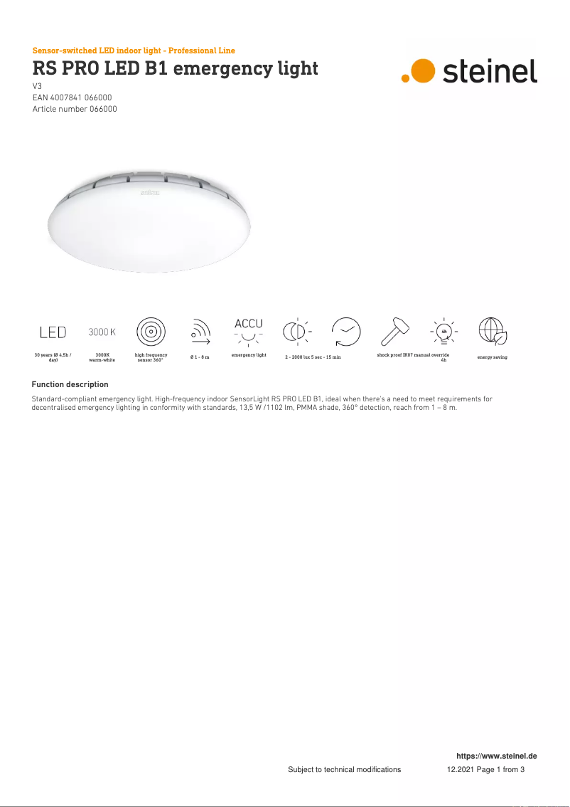 Image de la première page du manuel de l'appareil RS PRO LED B1