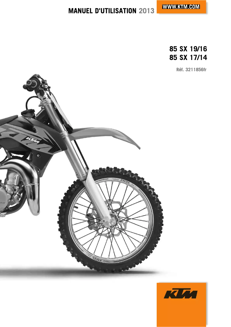 Page 1 de la notice Manuel utilisateur KTM 85 SX (2013)