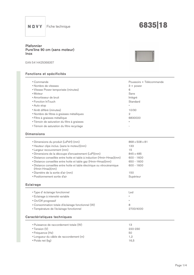 Image de la première page du manuel de l'appareil Pure'line 6835
