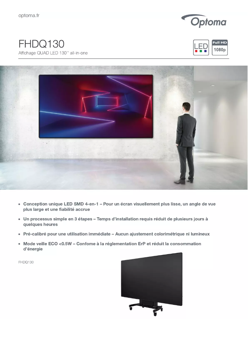 Page 1 de la notice Fiche technique Optoma FHDQ130