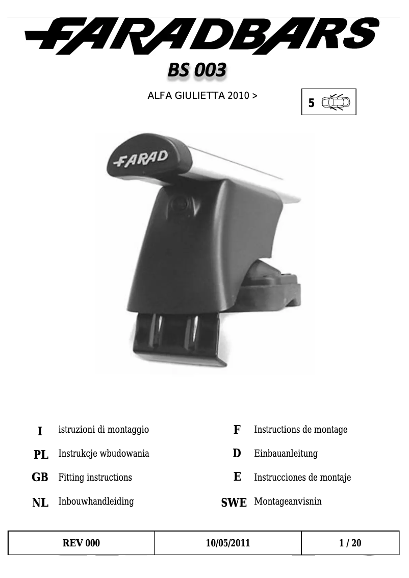 Page n°1 - Manuel utilisateur Farad BS 003