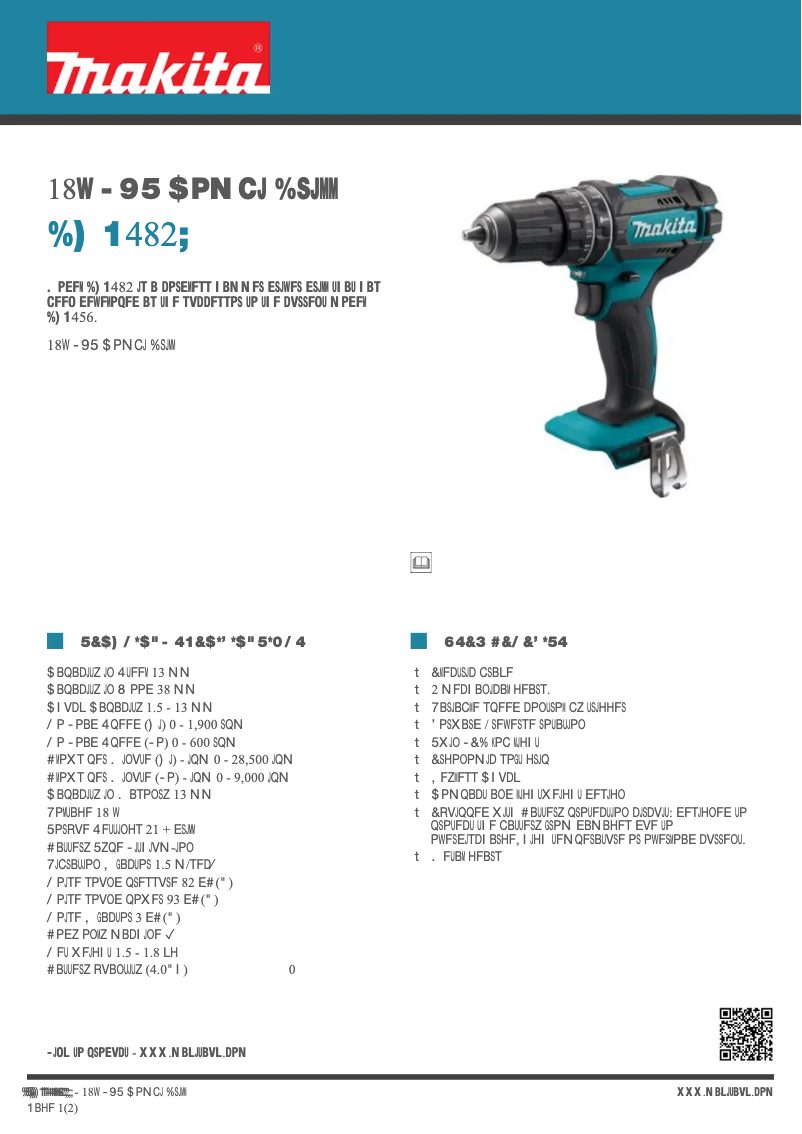 Page 1 de la notice Fiche technique Makita DHP482Z