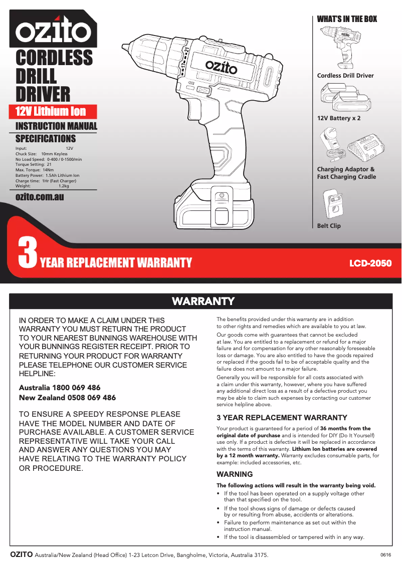 Página 1 del manual Manual de usuario Ozito LCD-2050