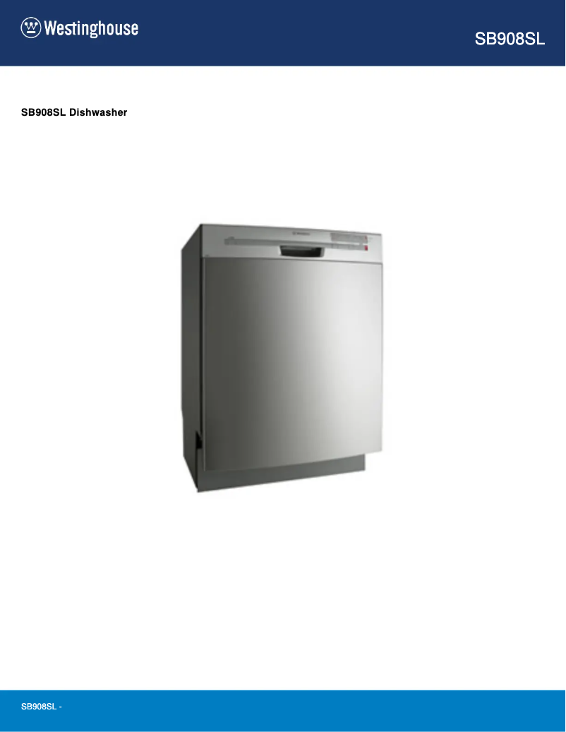 Page 1 de la notice Fiche technique Westinghouse SB908SL