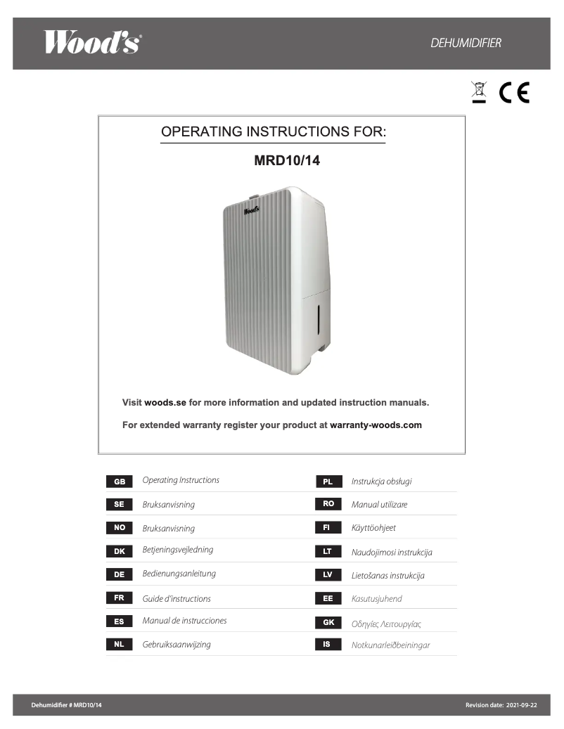 Page 1 de la notice Manuel utilisateur Wood's MRD10G