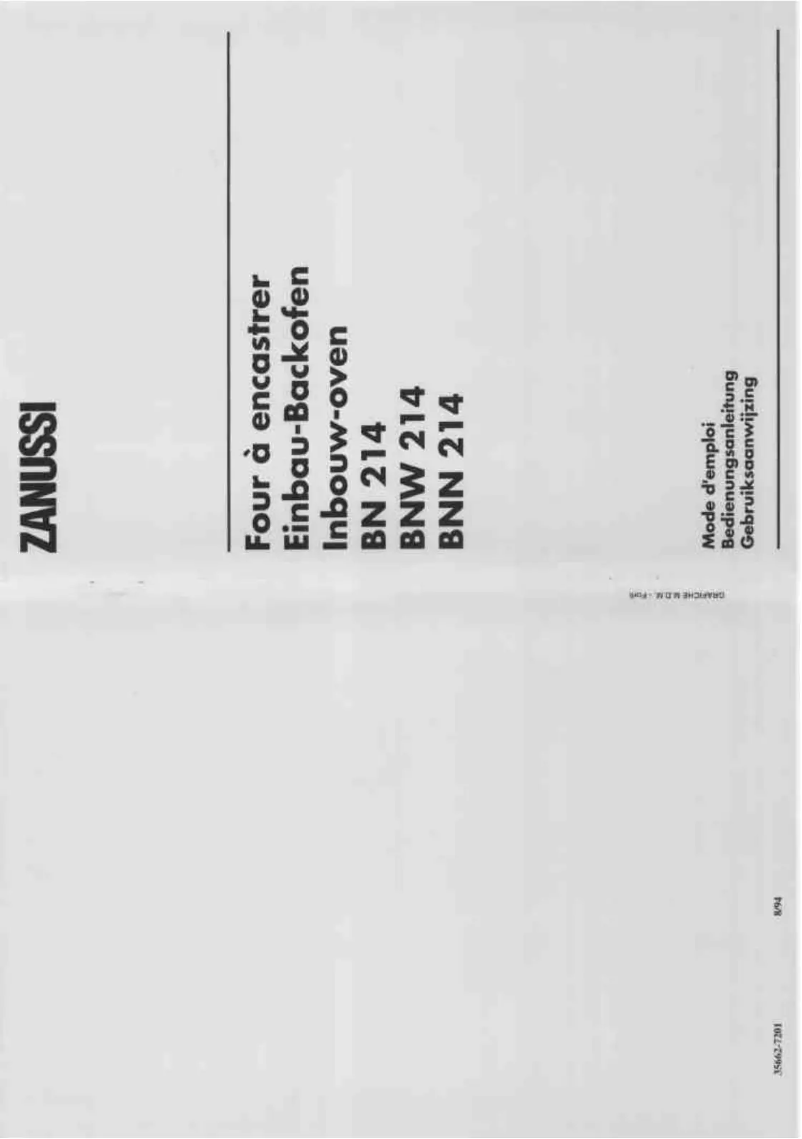 Page n°1 - Manuel utilisateur Zanussi BNW214