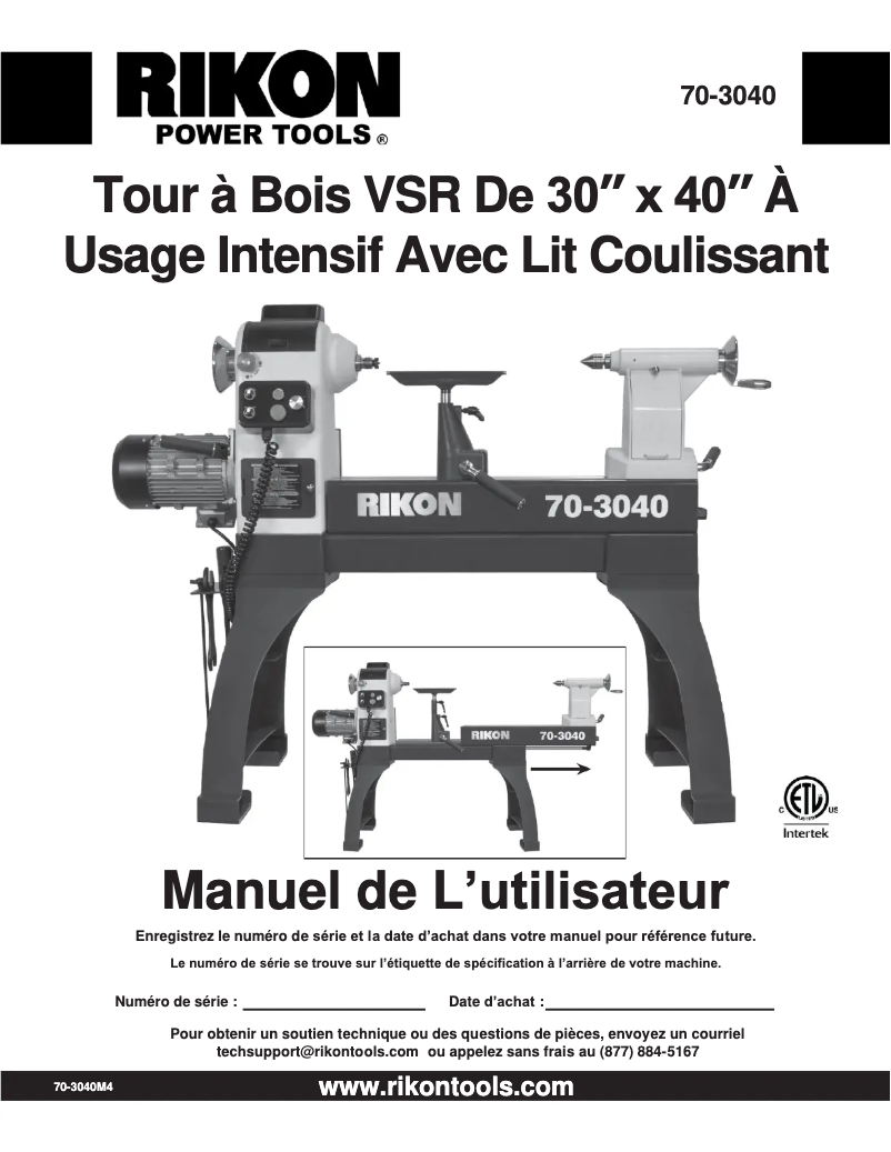 Page n°1 - Manuel utilisateur RIKON 70-3040