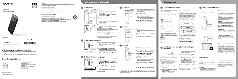 Image de la première page du manuel de l'appareil ICD-TX50