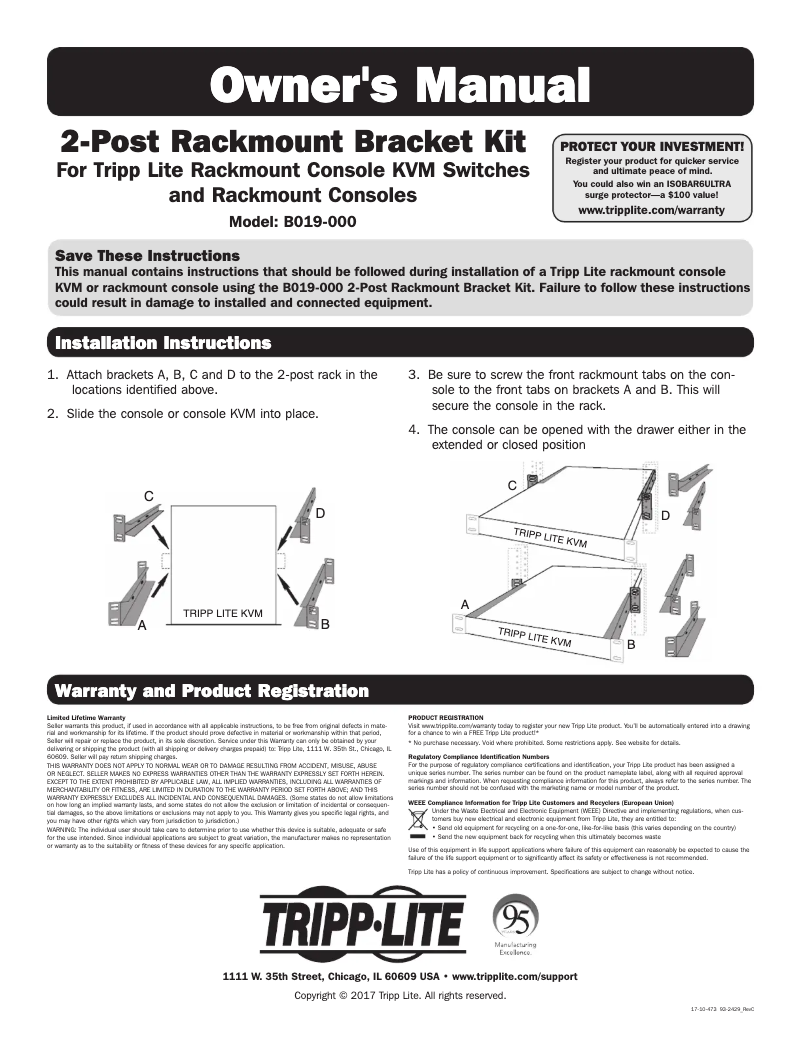 Page 1 de la notice Manuel utilisateur Tripp Lite B019-000