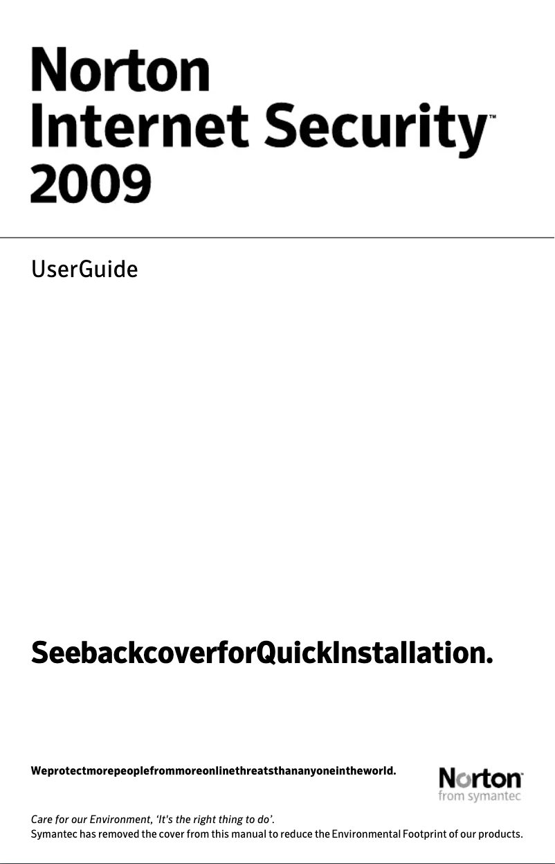 Página 1 del manual Manual de usuario Symantec Norton Internet Security Premier Edition 2009