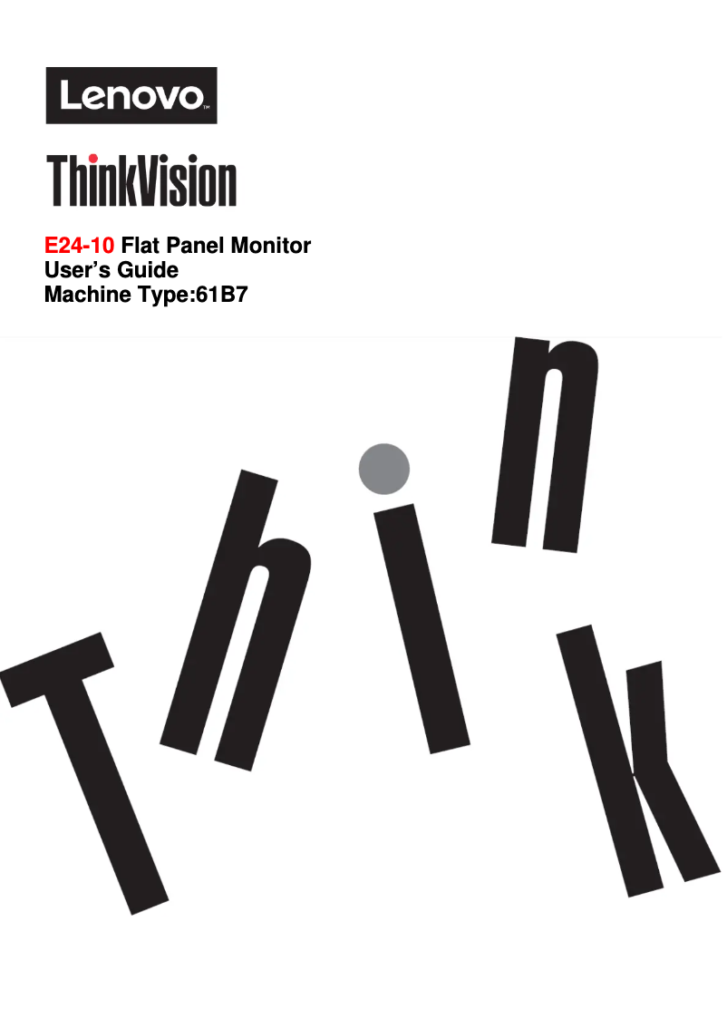 Page n°1 - Manuel utilisateur Lenovo ThinkVision E24