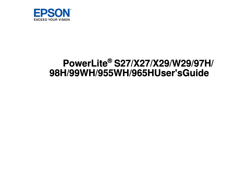 Page 1 de la notice Manuel utilisateur Epson PowerLite W29