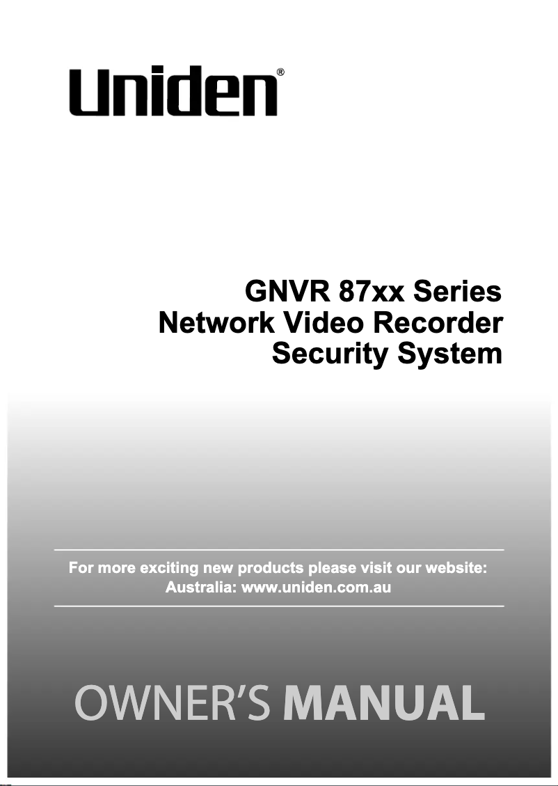 Page n°1 - Manuel utilisateur Uniden GNVR8740