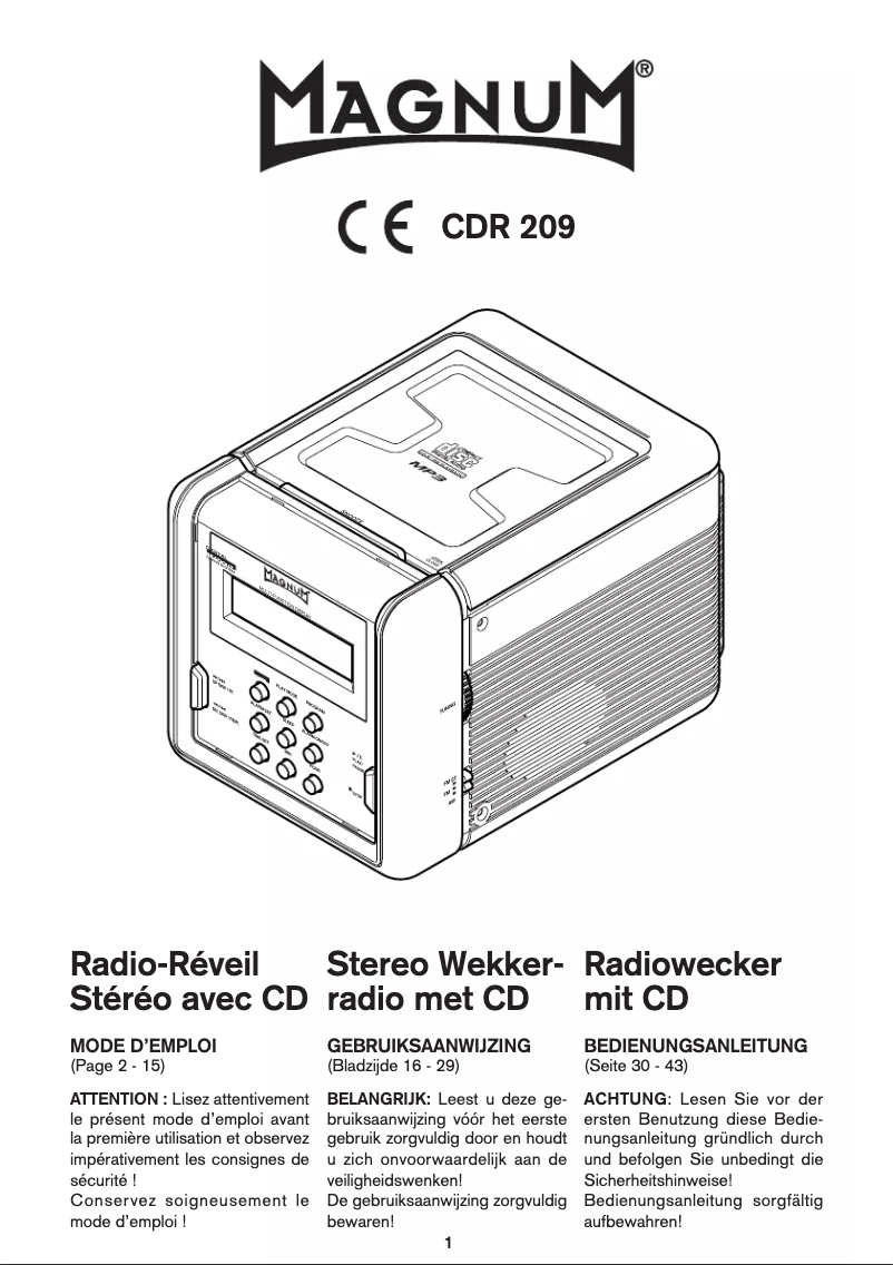 Image de la première page du manuel de l'appareil CDR 209