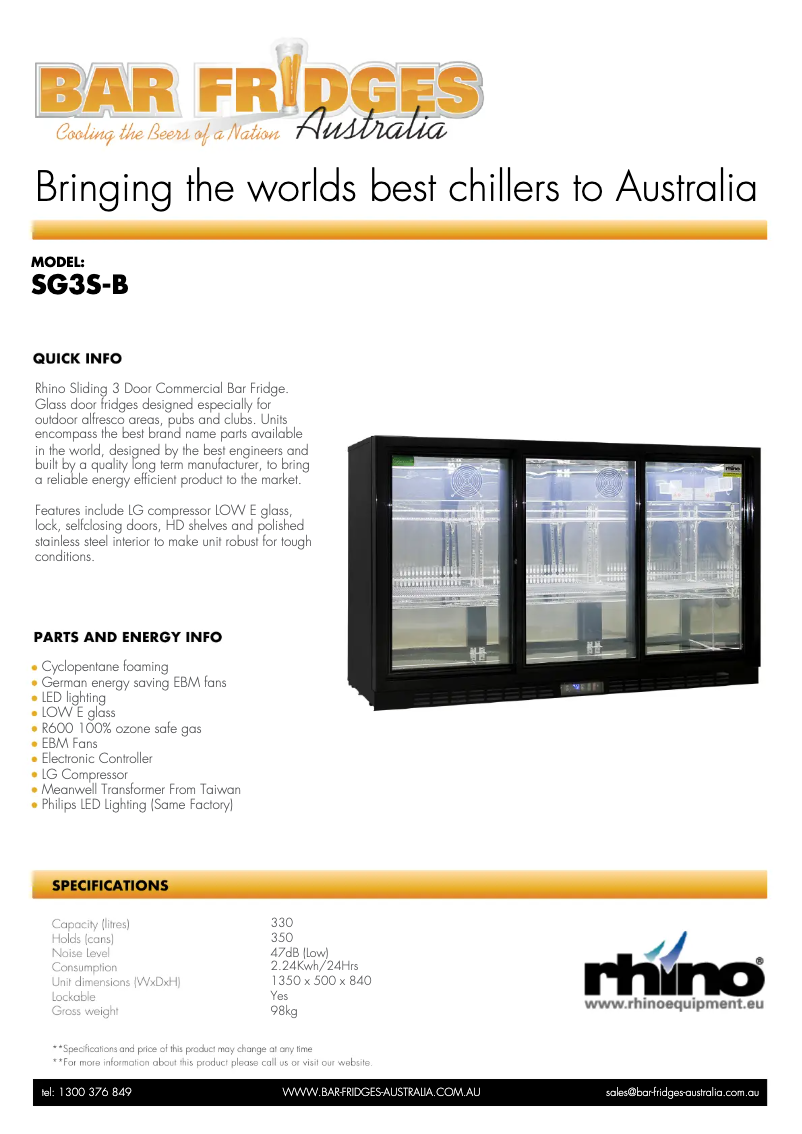 Page n°1 - Fiche technique Rhino SG3S-B