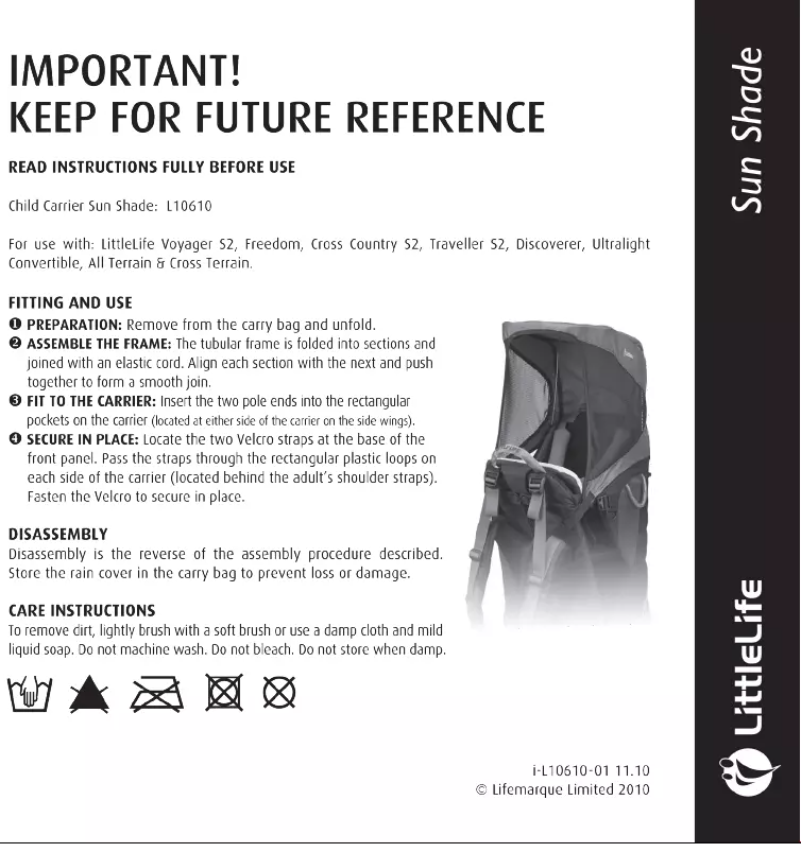 Page 1 de la notice Manuel utilisateur Littlelife Sun Shade