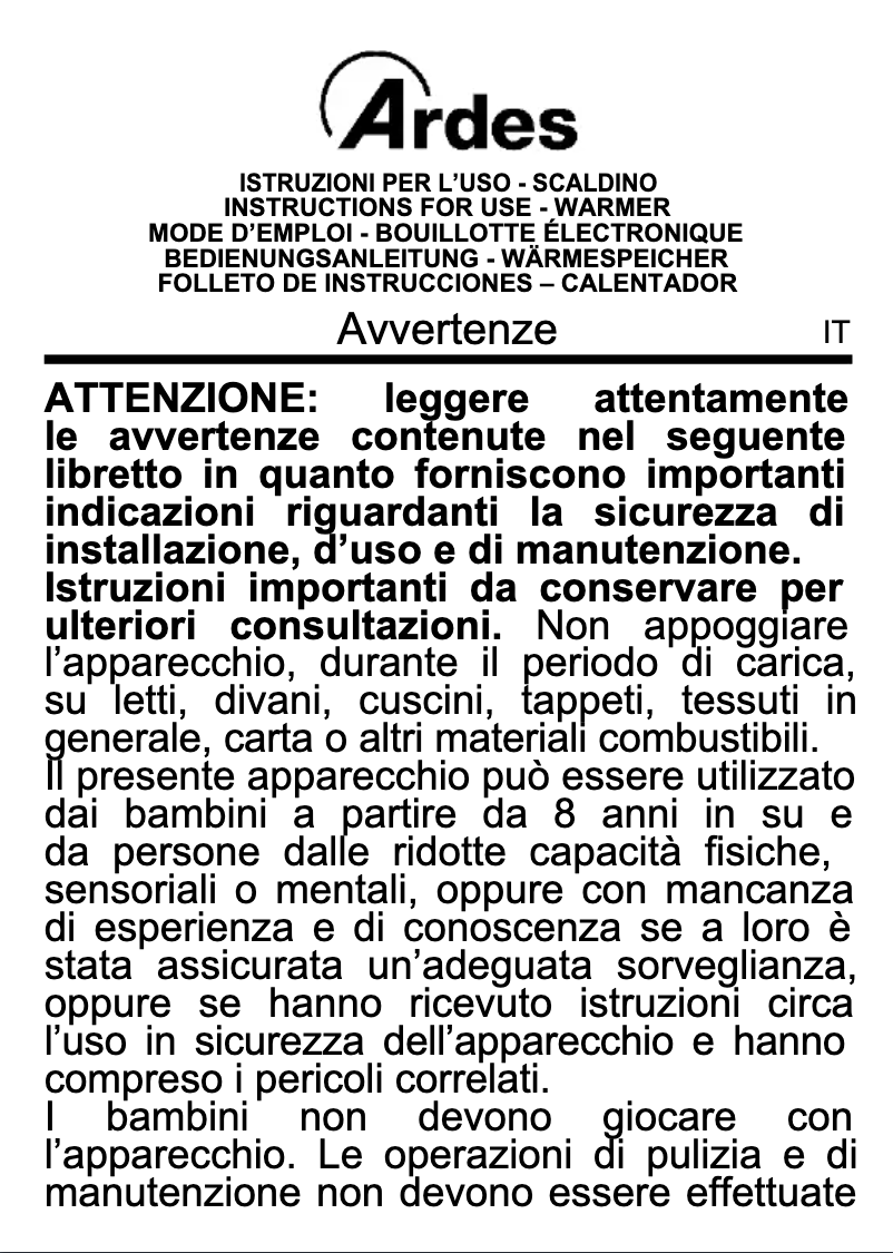 Imagen de la primera página del manual del dispositivo ARTK75