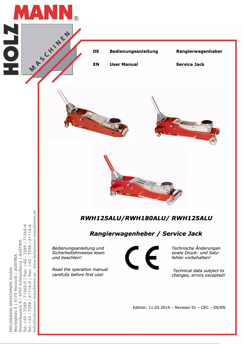 Page 1 de la notice Manuel utilisateur Holzmann RWH125ALU