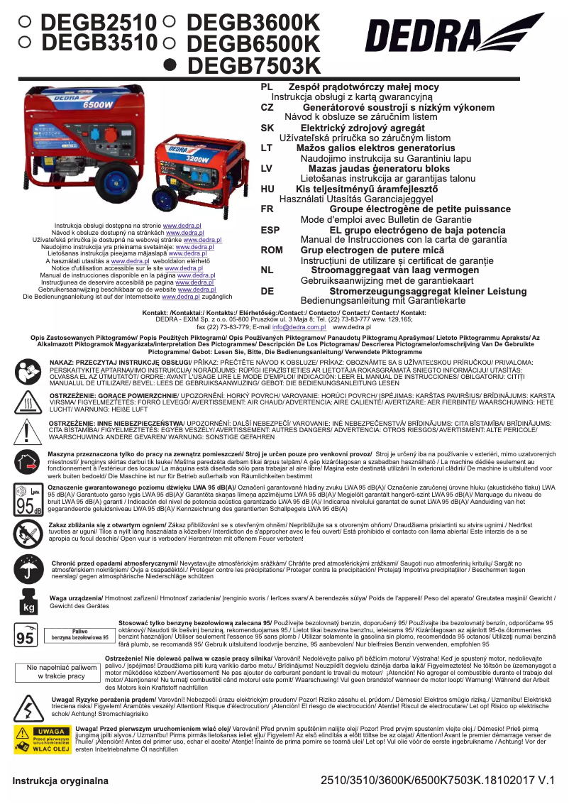 Page 1 de la notice Manuel utilisateur DEDRA DEGB7503K