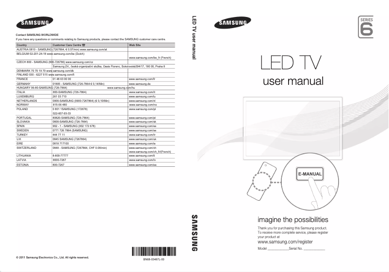 Page n°1 - Guide de démarrage rapide Samsung UE55D6757WK