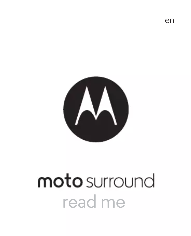 Page 1 de la notice Manuel utilisateur Motorola Moto Surround