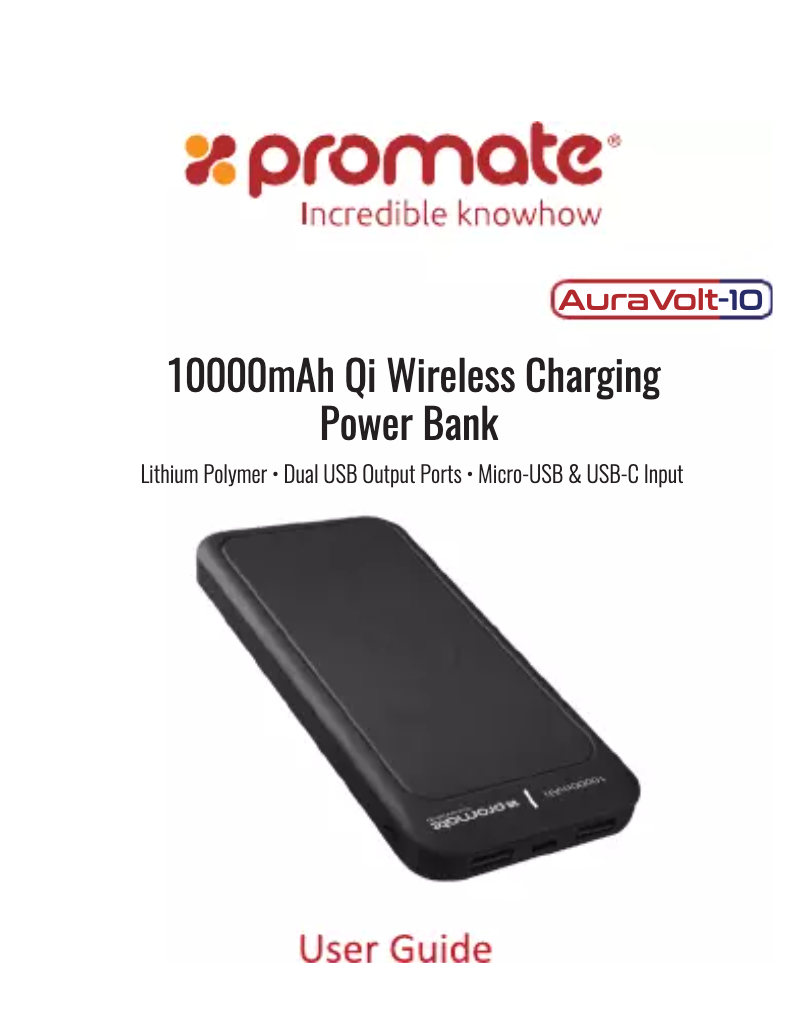 Page 1 de la notice Manuel utilisateur Promate AuraVolt-10